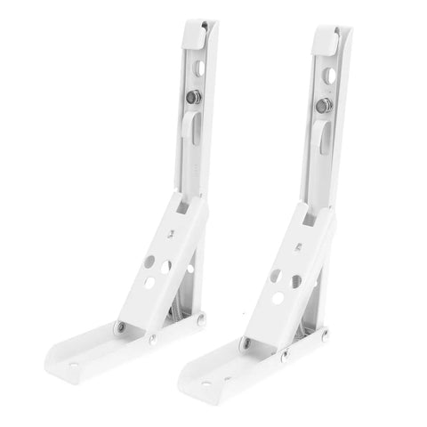 Folding Shelf Bracket Two Pack Spring Loaded Wall Mounted Shelf Support in cold rolled steel, 195x30x15 mm, side view.
