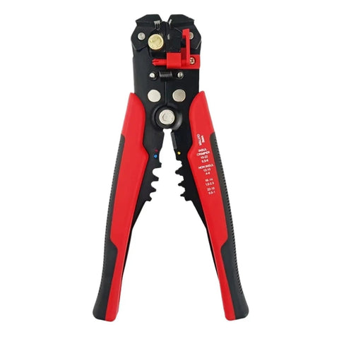 Dope 3 In 1 Adjustable Wire Stripper Cutter Tool Yellow Electric Cable Stripping Pliers for Electrical Work with red handles.