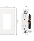 Decorator Receptacle Outlet 20 Pack Standard Wall Outlets 15 Amp 125 Volt Tamper Resistant With Wall Plates Included UL Listed White Finish