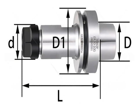 Heavy Duty Hsk63 F Er Collet Toolholder with measurements, steel material, designed for CNC milling applications.