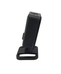 Side view of Flexible Hands Free Presentation Barcode Scanner 1D 2D And PDF417 With USB Cable 20 Percent Faster Scan Speed Large Reading Window 1 Megapixel Imager Upgraded XP 7680G Model For Retail Pharmacy And Warehouse on stand.