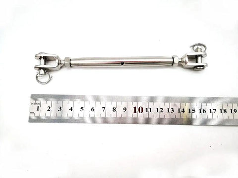 Badass M6 Jaw And Jaw Turnbuckle Forged From 316 Stainless Steel Marine Grade Rigging Hardware Salt Water Resistant Comes With Locking Nuts, showing 6.7 inch length.