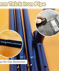 Iron pipes with snap-on clip, part of Three Panel Lightweight Welding Screen Spark Barrier For Garage Shop Or Factory Tool Free Assembly