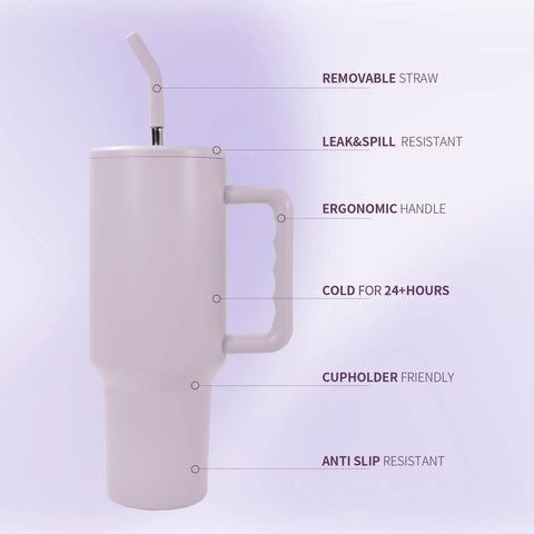 40 Oz Sublimation Tumbler With Detachable Handle 4 Pack Stainless Steel Insulated Water Bottle Travel Cup Matte Purple