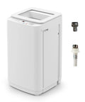 Compact Full Automatic Top Load Washing Machine With Ten Reliable Cycles And Easy Dial Controls, featuring water connections.