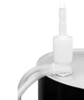 Heavy Duty Chemical Siphon Pump 5.5 GPM Drum Transfer Gear Fits 55 Gallon Barrels with PVC hose connected to barrel.