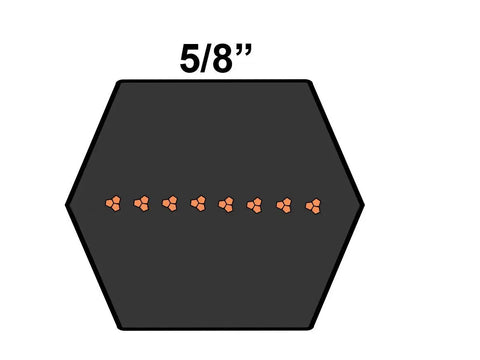 Cross-section of BB148 Hexagonal V-Belt 5/8 inch width for industrial machinery and farm equipment.
