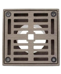 Top Shelf 4 Inch Square Shower Drain Grid Solid Brass Light Pattern Strainer For Bathroom Floors top view with cutouts