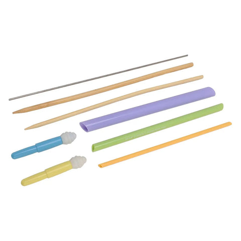 Fabric Tube Turner Set With Assorted Sizes, Quick Turn Tools For Sewing And Crafting, Includes 2 Piece Mini Thread Removers For Seam Removal And Easy Threading on white