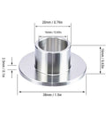 Top Dog Router Template Bushing Guide Set, 6 Piece Stainless Steel Kit With 10Mm To 20Mm Swappable Sleeves, Gritproof Plated Build, 20mm diameter guide with precision dimensions.