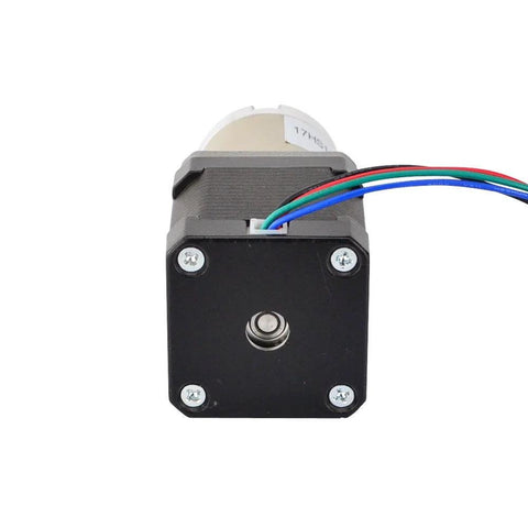 High Torque Nema 17 Stepper Motor With Planetary Gearbox front view showing 4-wire connector for DIY CNC and robotic motion projects.