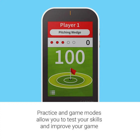 G80 All-in-One Pro-Grade GPS Golf Handheld With Integrated Launch Monitor showing practice mode on a 3.5 inch touchscreen