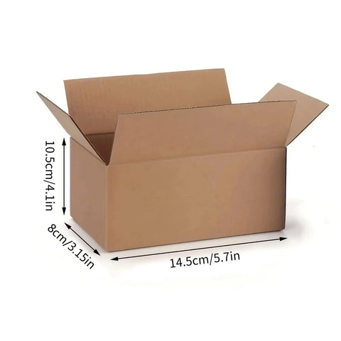 Brown Corrugated Cardboard Mailer Box With Lids For Small Items 5.7x3.3x4.1in Single Wall 32 Lb Per Sq In open view with dimensions