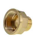 Brass pipe reducer adapter, 3/4 in NPT female to 1/2 in NPT male, front view