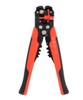 Red Automatic Wire Stripping Pliers High Carbon Steel Multi Functional Cable Cutting Tool For Efficient Electrical Repair And Machine Maintenance Work Perfect For Pro Mechanics displayed from the front with rubber grip handles.