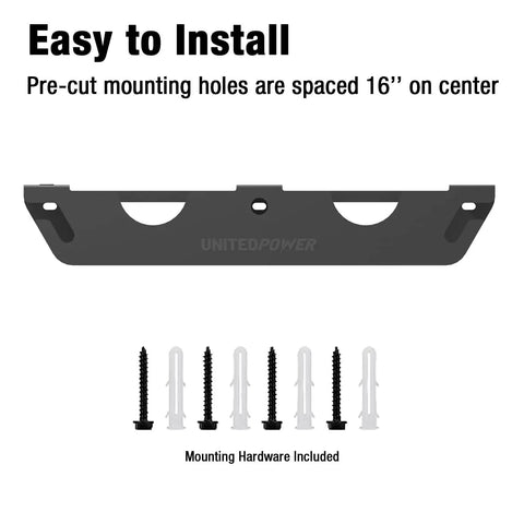 Two Bay Angle Grinder Holder Rack With Cord Hanger And Wall Mount Bracket For Grinders Cutters And Polishers with mounting hardware