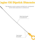 Engine Oil Level Dipstick Indicator dimensions with yellow handle for 2008-2013 Audi A3 2.0T, 2009-2017 A4 Quattro 2.0T
