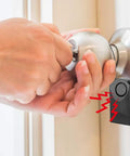 Ultra Loud 120dB Door Sensor Alarm For Home, Travel And Hotels, Touch, Vibration And Magnet Detection For Kids Safety, Luggage, Backpack, And Security, Instant Alerts When Door Opens black sensor on door handle