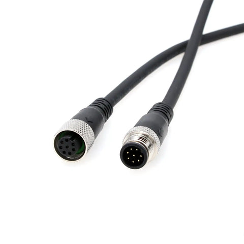 M12 A-Coded 8 Pin Female To 8 Pin Male Shielded Cable For Cognex Sensor Camera Actuator Vision System Industrial Automation Profibus DeviceNet CANopen IO Link 5M
