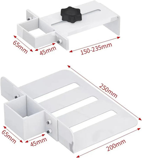 Rock Solid Under Desk Cpu Stand Mount For Pc Tower shows adjustable metal bracket dimensions 150-235mm width for gaming rigs.
