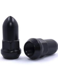 Heavy Duty Black 3/4 Inch Hex Acorn Lug Nuts 20 Pack Fits Chevy Camaro Nova Malibu Chevelle El Camino II Wheel Assembly Kit For Classic Rides black steel lug nuts, one upright and one threaded side view