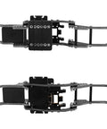 Top view of a carbon fiber chassis frame kit with brass skid plate for 1/18 RC crawler Redcat Ascent 18, showing solid suspension mounts.