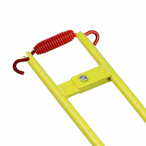 Beefy Pro Grade Heavy Duty Truck Brake Spring Tool LT890, yellow steel with red spring for drum brakes installation and removal.