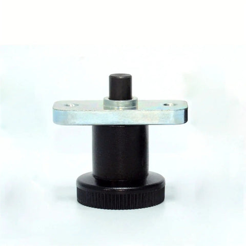 Top Shelf Carbon Steel Indexing Plunger With Flange Lock And Rock Solid Spring Detent for 8 to 18 mm projects, black and metal.