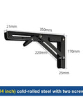 Foldable Triangular Stainless Steel Wall Shelf Brackets Set Of 2 For Adjustable Table Support, Space Saving And Heavy Duty Shelf Mounts