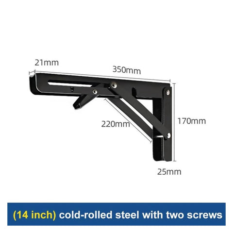 Foldable Triangular Stainless Steel Wall Shelf Brackets Set Of 2 For Adjustable Table Support, Space Saving And Heavy Duty Shelf Mounts