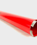 Red 2.5-inch diamond core drill bit with silver segment cutters for concrete and masonry