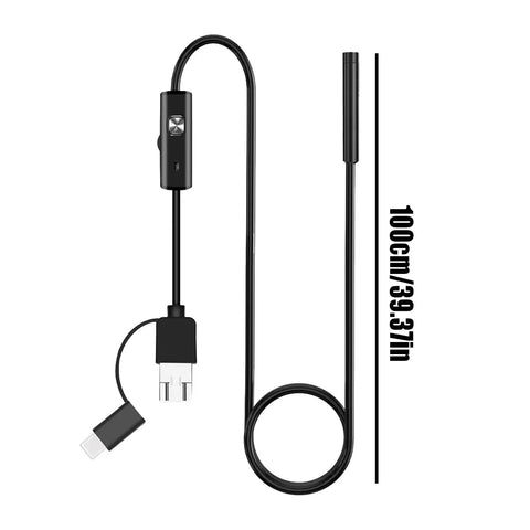 Phone Borescope Endoscope With 6 LED Lights And 3.3ft Flexible Cable, IP67 Waterproof Handy Portable Inspection Camera Uncoiled