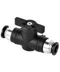Push To Connect Ball Valve For Pneumatic Systems, 4mm Tube OD, Air Flow Control, Straight Union Adapter, Plastic Quick Install