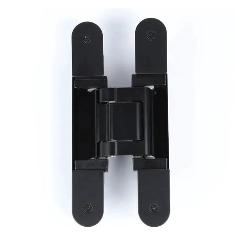 Black 3D Heavy Duty Concealed Hinge Silver Finish For Cabinets, showing durable metal build, ideal for kitchen and office use.