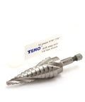 Heavy Duty Cobalt Spiral Flute Step Drill Bit Set with 12 Hole Sizes from 3/16 Inch to 7/8 Inch, 1/4 Inch Hex Shank, TEMO M35 Unibit