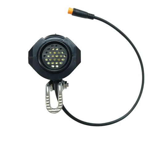LED Front Headlight With Built In Horn For E Bike 4 LED Night Riding Waterproof 3 Pin Connector 36V 48V E Scooter Compatible Boss Level Visibility Durable Aluminum Housing With Easy Install Mount
