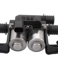 Heavy Duty Bmw Water Heater Control Valve Featuring Dual Solenoid Hvac Coolant Flow Regulator angle view with metallic and rubber components.