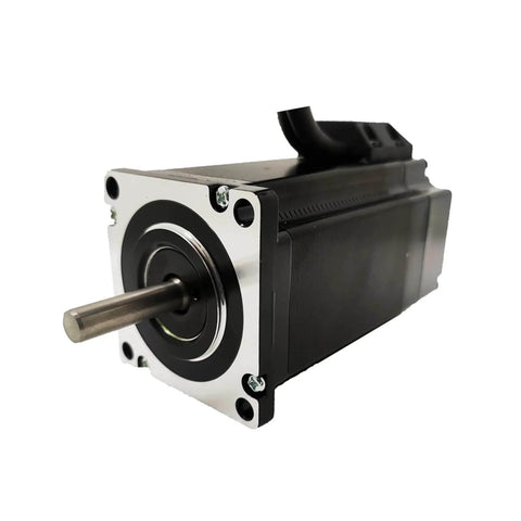 Front view of YK260EC86E1 KZ01 Closed Loop Stepper Motor with Encoder, showing drive shaft and casing for precise motion control.