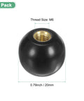 5 Pack M6 Threaded Ball Knobs 20mm Diameter Thermoset Ball Knob With Brass Insert For Lathe Machines Woodworking Lathes Valves