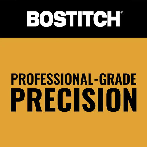 Bostitch logo with text 'Professional-Grade Precision' in black on yellow background.