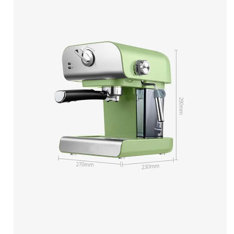 Espresso Machine With Built In Milk Frother, 20 Bar Pressure, Home Barista Level Coffee Maker For Rich Espresso, Cappuccino And Lattes, Quick Brew, Durable Pump System, side view, green color