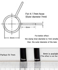 Diagram showing Leak-Proof Easy Install One Quarter Inch Irrigation Hose Clamps Set Made From Durable 304 Stainless Steel.