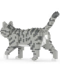 Grey Tabby Cat Mini Building Blocks Set For Teens And Adults With Over 740 Durable Plastic Pieces Interlocking Brick System Easy Build Guide A Totally Fun Craft Kit For Cat Lovers And Creative Hobbyists grey tabby cat brick model side view