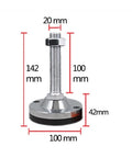 Four Pack M20 Threaded Adjustable Leveling Feet For Heavy Duty Shop Gear And Benches Carbon Steel base with measurements 142mm height.