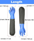 Heavy Duty 25 Inch PVC Chemical Resistant Waterproof Gloves For Chemical And Acid Work Long Rubber Safety Gloves Blue, size chart