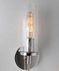 Olivia 1 Light Wall Sconce In Aged Brass With Clear Crackle Glass Shade E26 Medium Base UL Listed Modern Vintage Vibe Hallways