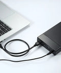 Sata To Usb 3.0 External Hard Drive Enclosure And 3.5 Inch Hdd Docking Station connected to a laptop with USB cable.