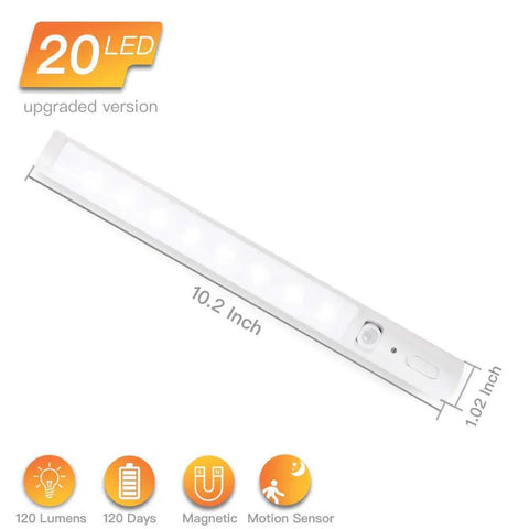 Wireless Led Under Cabinet Lighting With Motion Sensor Battery Powered Closet Light 21 Led Bulbs Magnetic Stick On