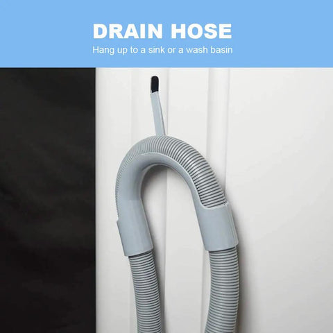 Drain hose for No Sweat Super Compact 1.34 Cu Ft Portable Washing Machine, hanging up for sink use.