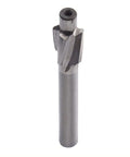 HSS counterbore end mill, side view; straight shank, silver-gray milling cutter